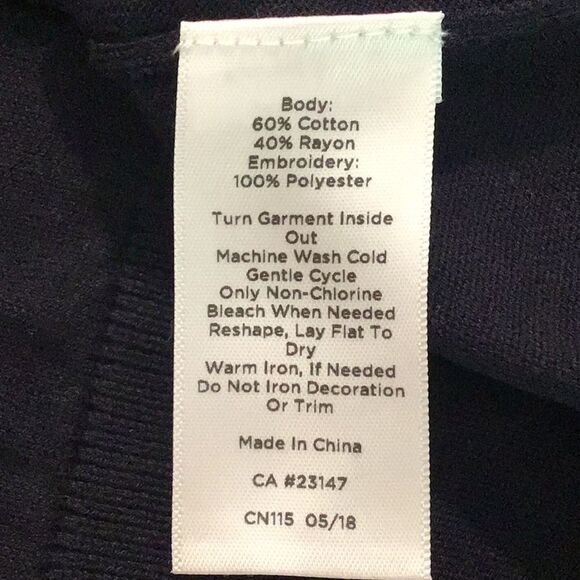 Talbots Nautical Embroidered Theme Navy Blue Long Sleeve Crew Knit Sweater - Picture 12 of 12